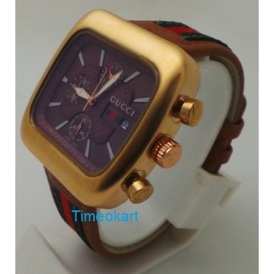 GUCCI COUPE CHRONOGRAPH BROWN DIAL WATCH