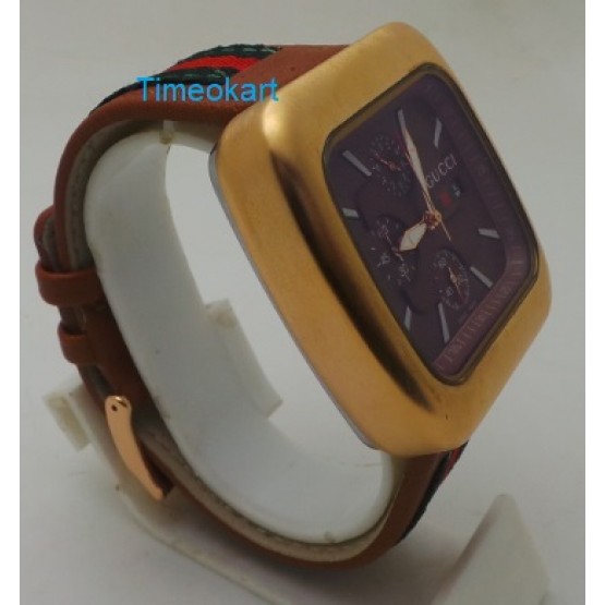 GUCCI COUPE CHRONOGRAPH BROWN DIAL WATCH