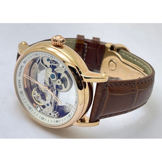 Patek Philippe Bridge Leather Strap Swiss Automatic Watch