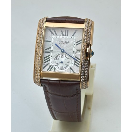 Cartier Tank MC Rose Gold Diamond Swiss ETA Automatic Watch