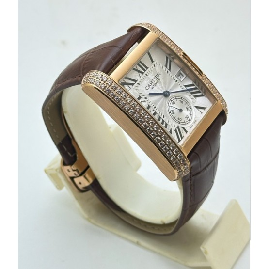 Cartier Tank MC Rose Gold Diamond Swiss ETA Automatic Watch