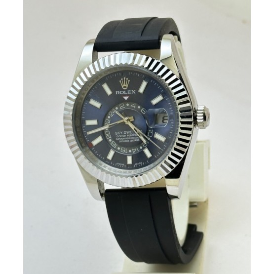 Rolex Sky Dweller Steel Black Rubber Strap Swiss ETA Automatic Watch