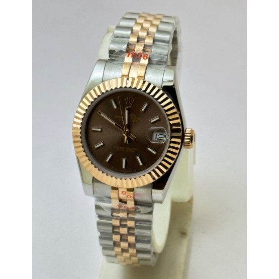 Rolex Datejust Stick Marker Brown Dual Tone Swiss Automatic Ladies Watch