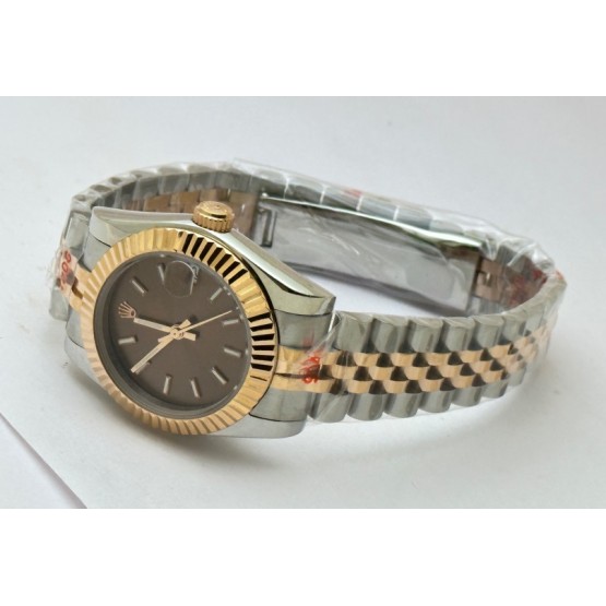 Rolex Datejust Stick Marker Brown Dual Tone Swiss Automatic Ladies Watch