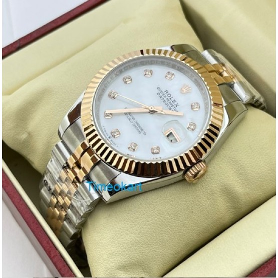 Rolex Date Just Mother Of Pearl White Swiss Automatic Watch