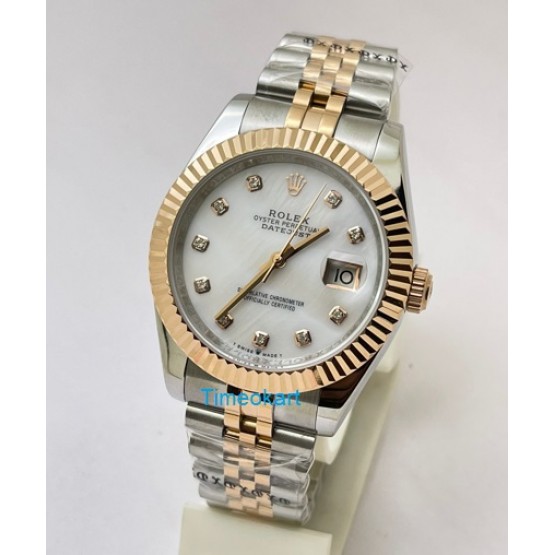 Rolex Date Just Mother Of Pearl White Swiss Automatic Watch