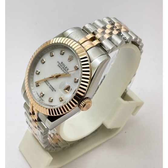 Rolex Date Just Mother Of Pearl White Swiss Automatic Watch