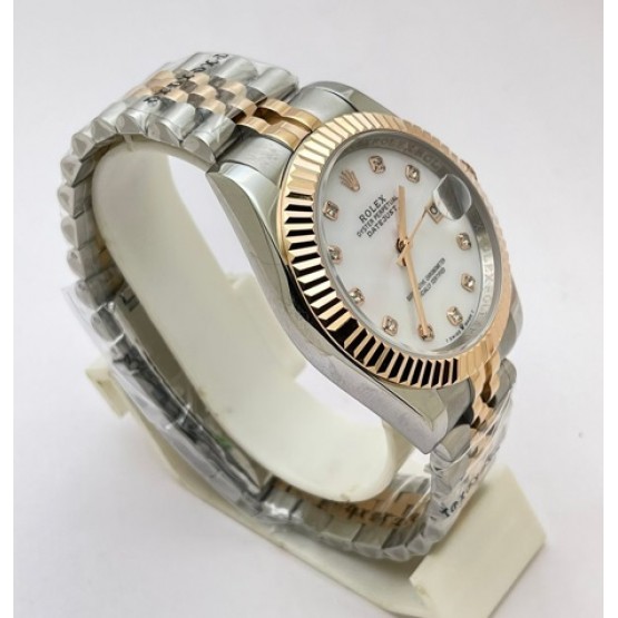 Rolex Date Just Mother Of Pearl White Swiss Automatic Watch