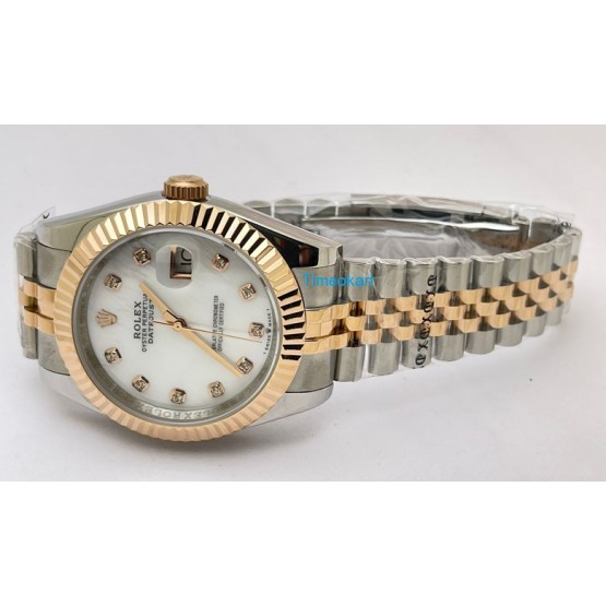 Rolex Date Just Mother Of Pearl White Swiss Automatic Watch