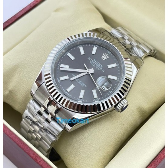 Rolex Date-Just Stick Mark Grey Steel Swiss Automatic Watch