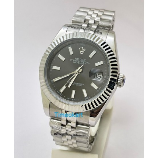 Rolex Date-Just Stick Mark Grey Steel Swiss Automatic Watch