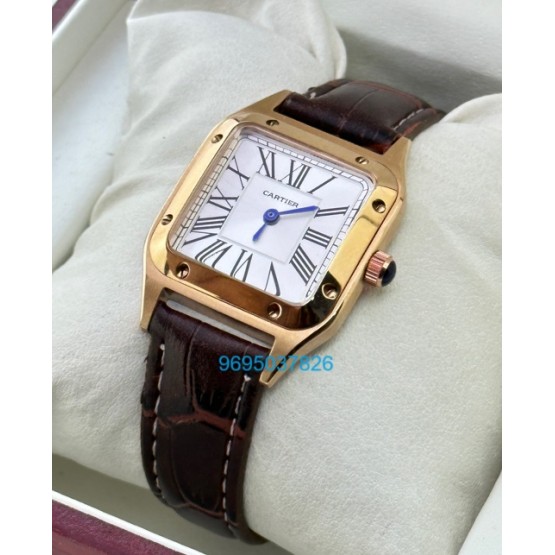 Cartier Santos Dumont Small Leather Strap Ladies Watch