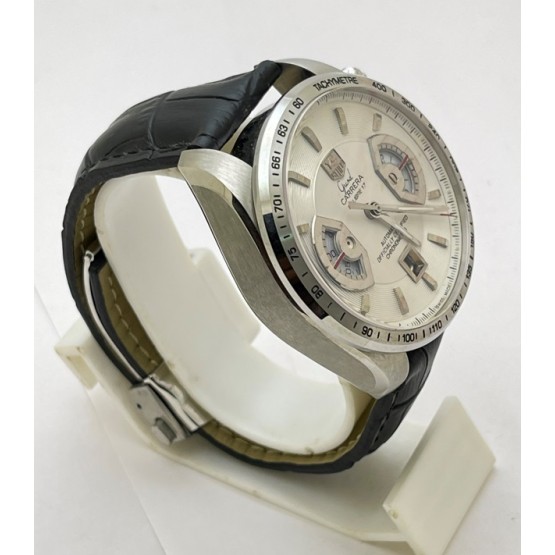 Tag Heuer Grand Carrera Calibre 17 Leather Strap White Swiss ETA 7750 Valjoux Movement Automatic Watch