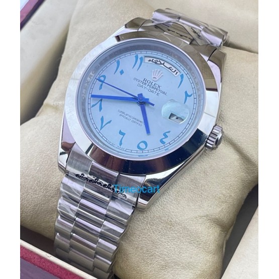 Rolex Day-Date Arabic Dial Ice Blue Automatic Watch