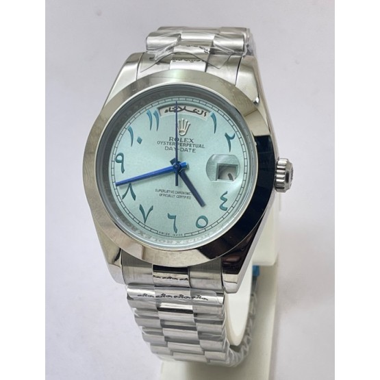 Rolex Day-Date Arabic Dial Ice Blue Automatic Watch