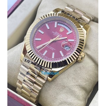 Rolex Day-Date Red Golden Swiss Automatic Watch