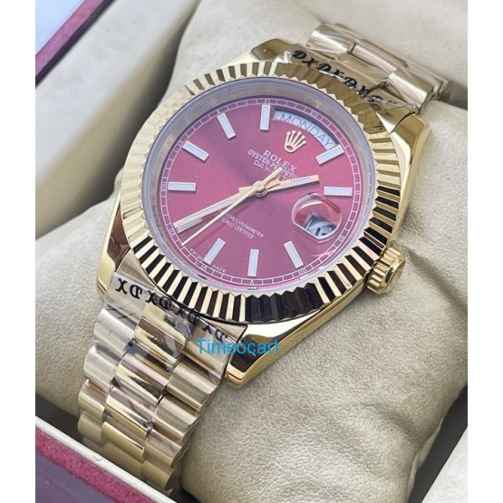 Rolex Day-Date Red Golden Swiss Automatic Watch