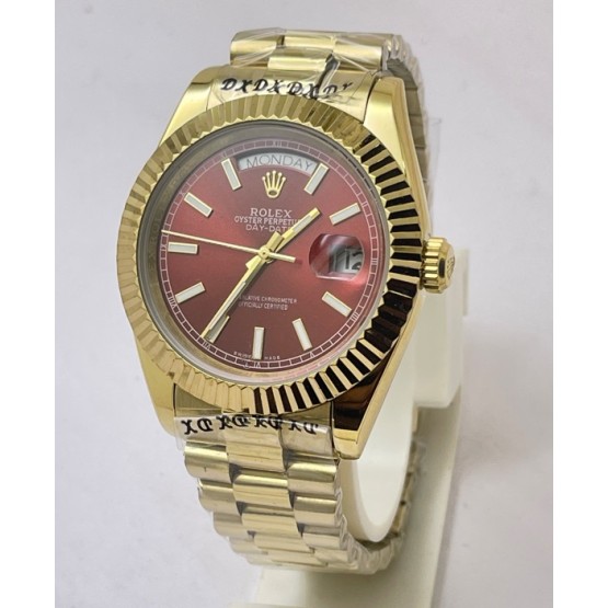 Rolex Day-Date Red Golden Swiss Automatic Watch