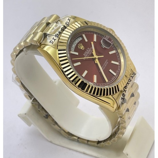 Rolex Day-Date Red Golden Swiss Automatic Watch