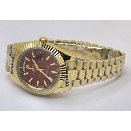 Rolex Day-Date Red Golden Swiss Automatic Watch