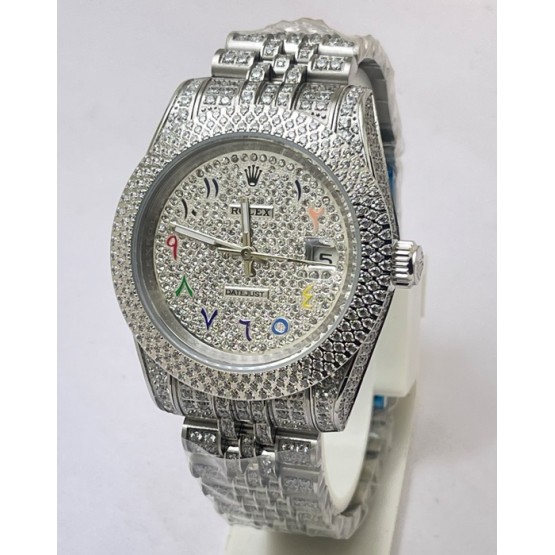 Rolex Day-Date Diamond Steel Swiss ETA 7750 Valjoux Automatic Movement Watch