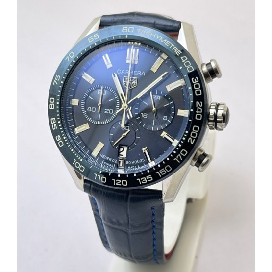 Tag Heuer Carrera Sport Chronograph Blue Leather Strap Watch