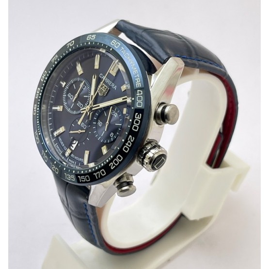 Tag Heuer Carrera Sport Chronograph Blue Leather Strap Watch