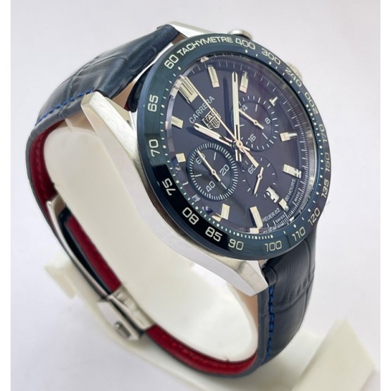 Tag Heuer Carrera Sport Chronograph Blue Leather Strap Watch