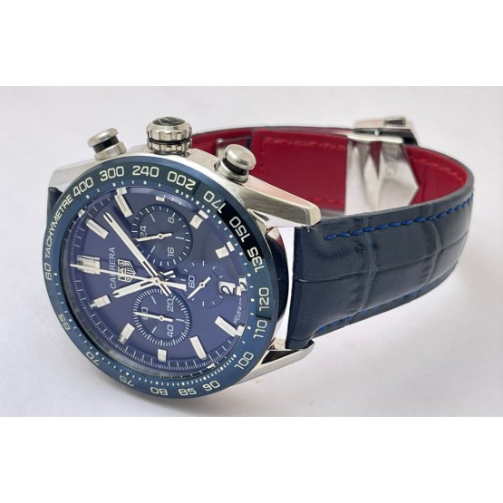 Tag Heuer Carrera Sport Chronograph Blue Leather Strap Watch