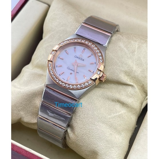 Omega Constellation Stick Mark Mother Of Pearl Diamond Bezel Ladies Watch