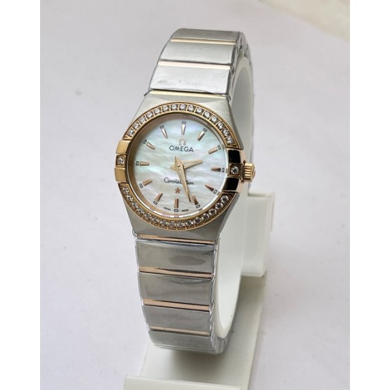 Omega Constellation Stick Mark Mother Of Pearl Diamond Bezel Ladies Watch