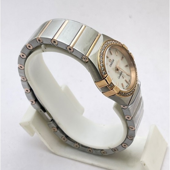 Omega Constellation Stick Mark Mother Of Pearl Diamond Bezel Ladies Watch