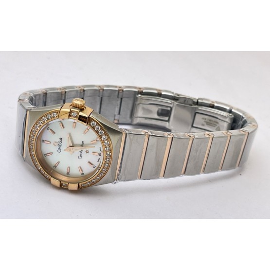 Omega Constellation Stick Mark Mother Of Pearl Diamond Bezel Ladies Watch