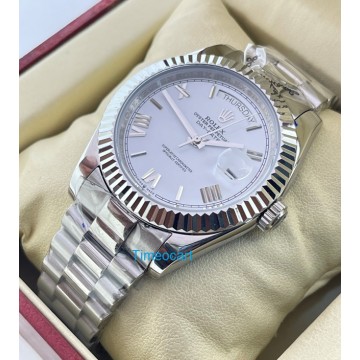 Rolex Day-Date Steel Roman Marking White Swiss Automatic Watch