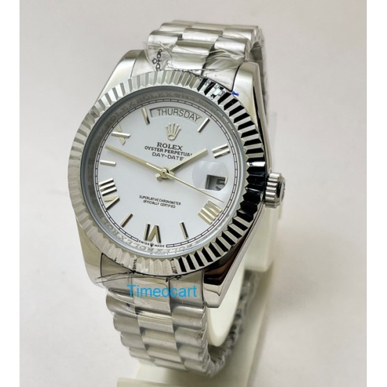 Rolex Day-Date Steel Roman Marking White Swiss Automatic Watch