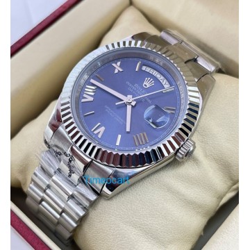 Rolex Day-Date Steel Roman Marking Blue Swiss Automatic Watch