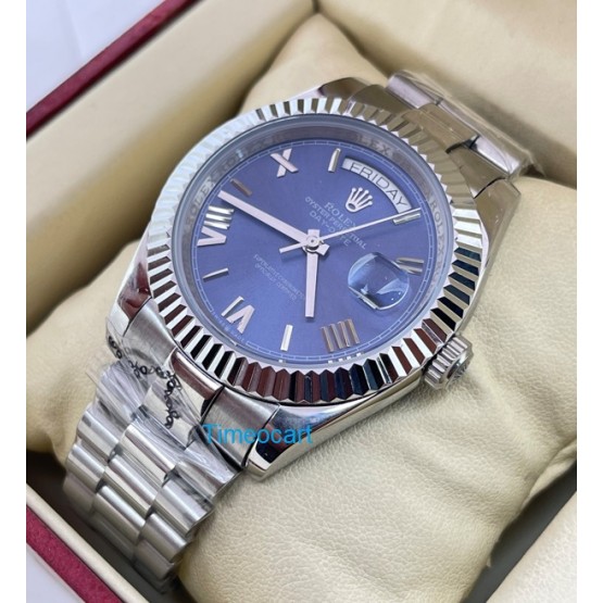 Rolex Day-Date Steel Roman Marking Blue Swiss Automatic Watch