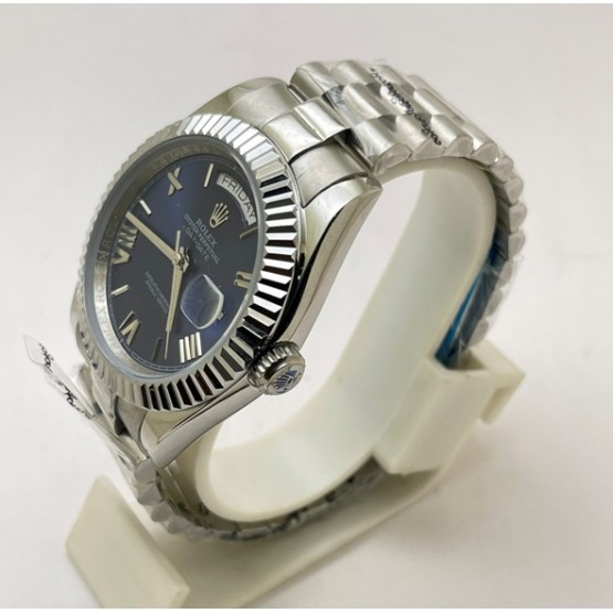 Rolex Day-Date Steel Roman Marking Blue Swiss Automatic Watch