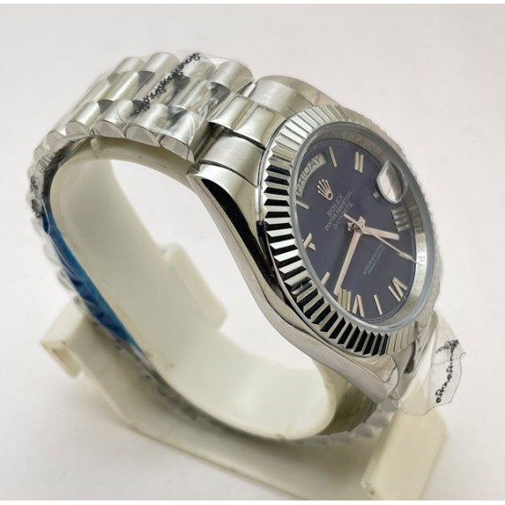 Rolex Day-Date Steel Roman Marking Blue Swiss Automatic Watch