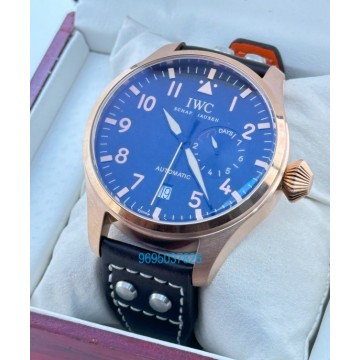 I W C Big Pilot Le Petit Prince Rose Gold Leather Strap Swiss Automatic Watch