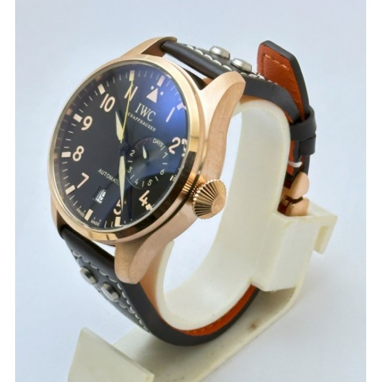 I W C Big Pilot Le Petit Prince Rose Gold Leather Strap Swiss Automatic Watch