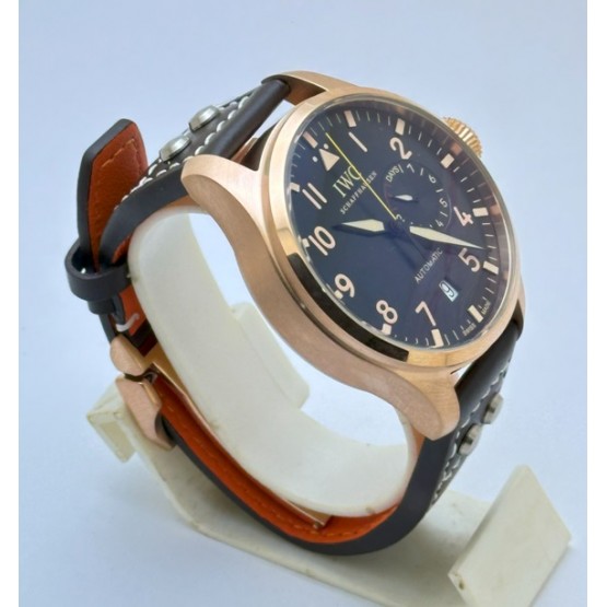 I W C Big Pilot Le Petit Prince Rose Gold Leather Strap Swiss Automatic Watch