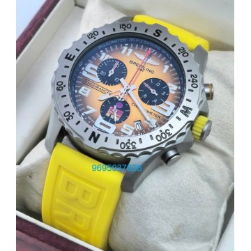 Breitling Endurance Pro Chronometer Steel Yellow Rubber Strap Watch