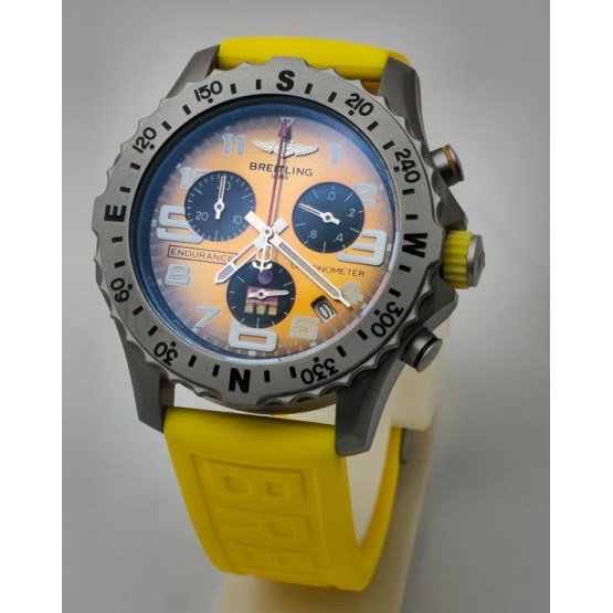 Breitling Endurance Pro Chronometer Steel Yellow Rubber Strap Watch