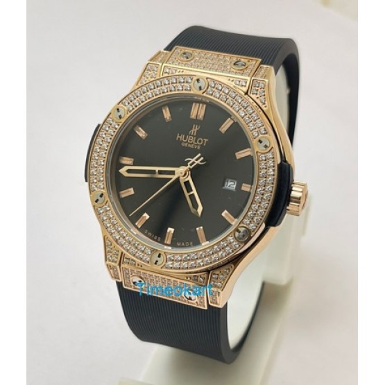 Hublot Classic Fusion Diamond Black Rubber Strap Ladies Watch