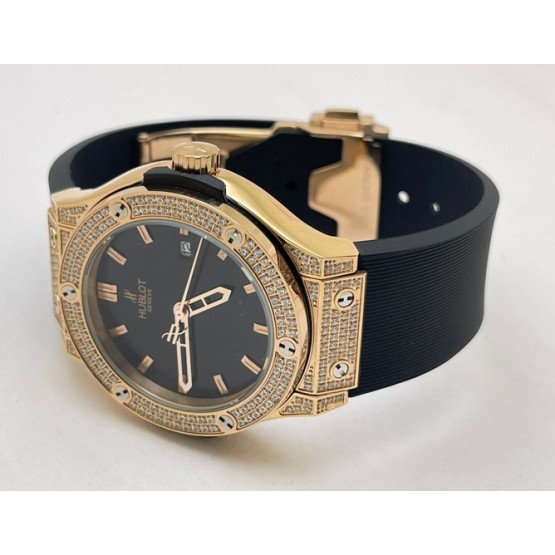 Hublot Classic Fusion Diamond Black Rubber Strap Ladies Watch