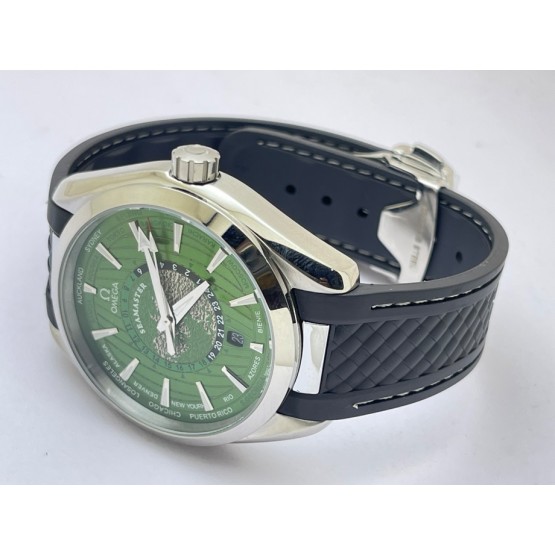 OMEGA SEAMASTER AQUA TERA WORLD TIME GREEN SWISS AUTOMATIC WATCH