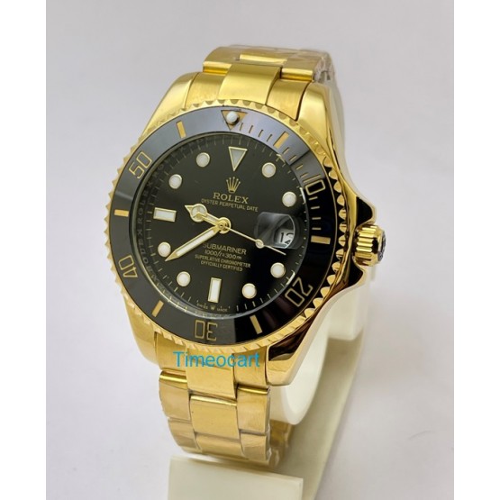 Rolex Submariner Black Dial Gold Bracelet Watch