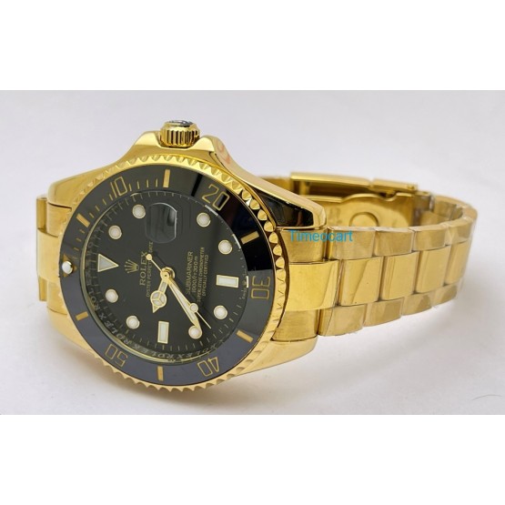 Rolex Submariner Black Dial Gold Bracelet Watch