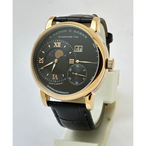 A. Lange & Shone Grand Lange 1 Moon Phase Rose Gold Black Swiss Automatic Watch